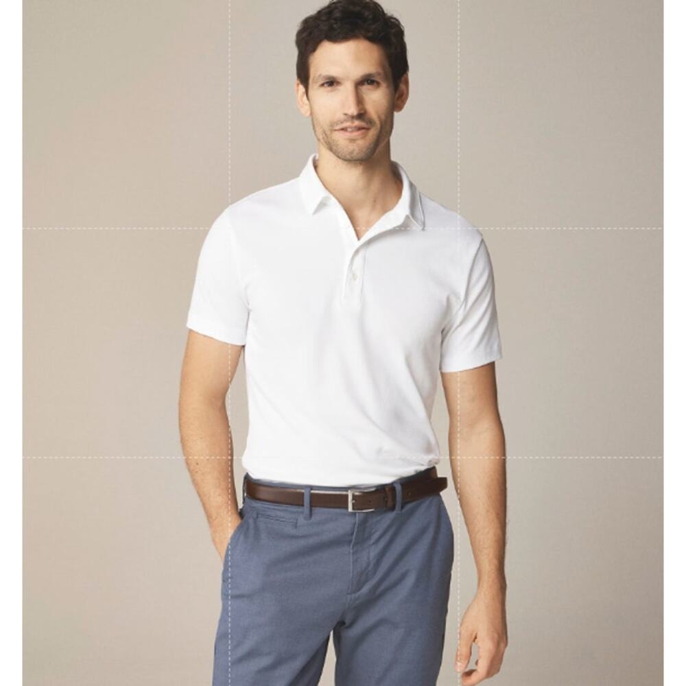 J.Crew Performance Polo Shirt Mens M White Pullover Coolmax Short Sleeve Stretch